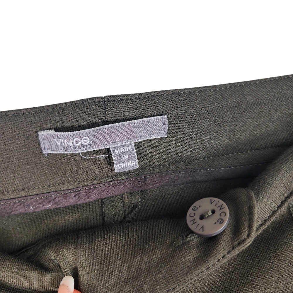 VINCE Womens 10 Stretchy Dress Work Pants Faux Zippers Skinny Leg Olive Green - Picture 3 of 6